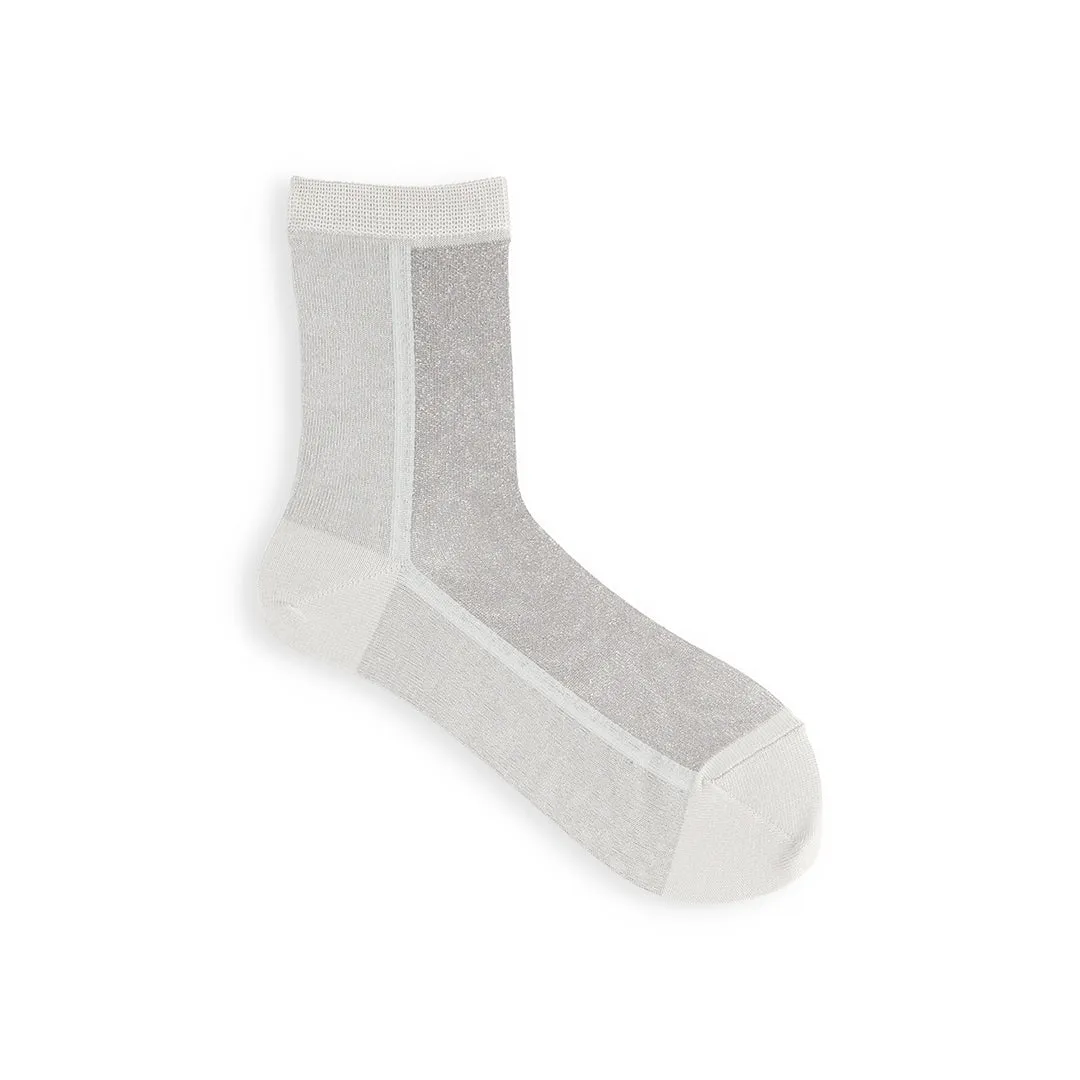 011132593 Sparkly Panel Bicolour Low Crew Socks