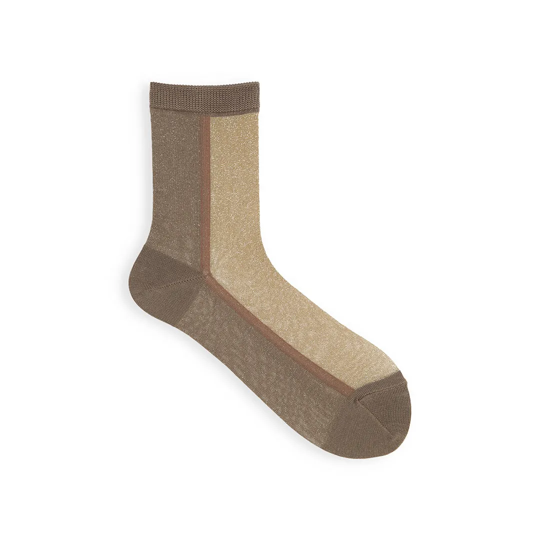 011132593 Sparkly Panel Bicolour Low Crew Socks