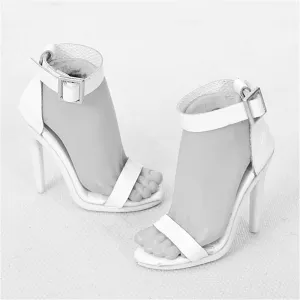 1/6 Scale Female Soldier Model Figure Doll Shoes High Heeled Sandals RI38 for 12" Movable Doll Action Figure，Doll Miniatures Accessories Doll(White)