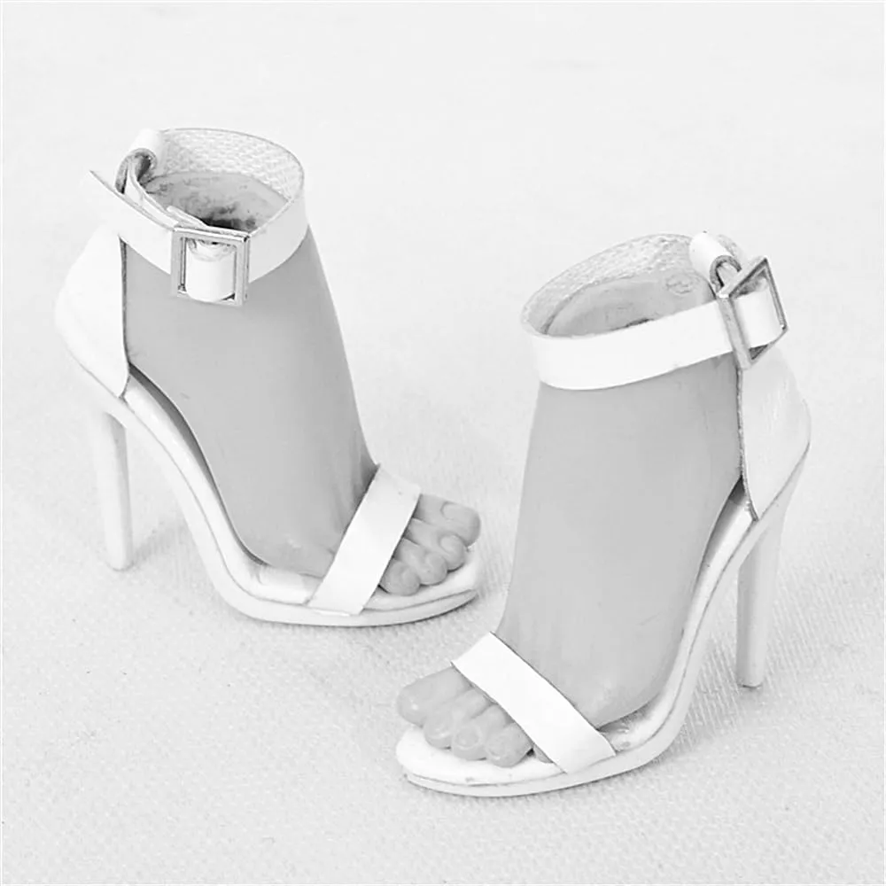 1/6 Scale Female Soldier Model Figure Doll Shoes High Heeled Sandals RI38 for 12" Movable Doll Action Figure，Doll Miniatures Accessories Doll(White)