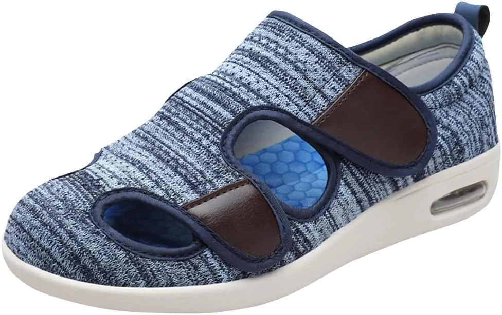 ACE SHOCK Men’s Diabetic Shoes Wide Width Elderly Summer Walking Shoes Adjustable Closure Breathable Air Cushion Sandals for Plantar Fasciitis Bunions Swollen Feet