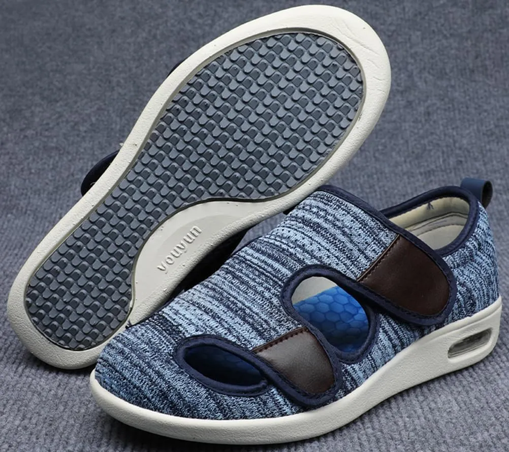 ACE SHOCK Men’s Diabetic Shoes Wide Width Elderly Summer Walking Shoes Adjustable Closure Breathable Air Cushion Sandals for Plantar Fasciitis Bunions Swollen Feet