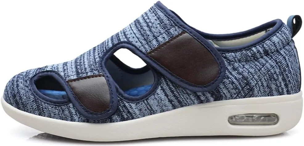 ACE SHOCK Men’s Diabetic Shoes Wide Width Elderly Summer Walking Shoes Adjustable Closure Breathable Air Cushion Sandals for Plantar Fasciitis Bunions Swollen Feet