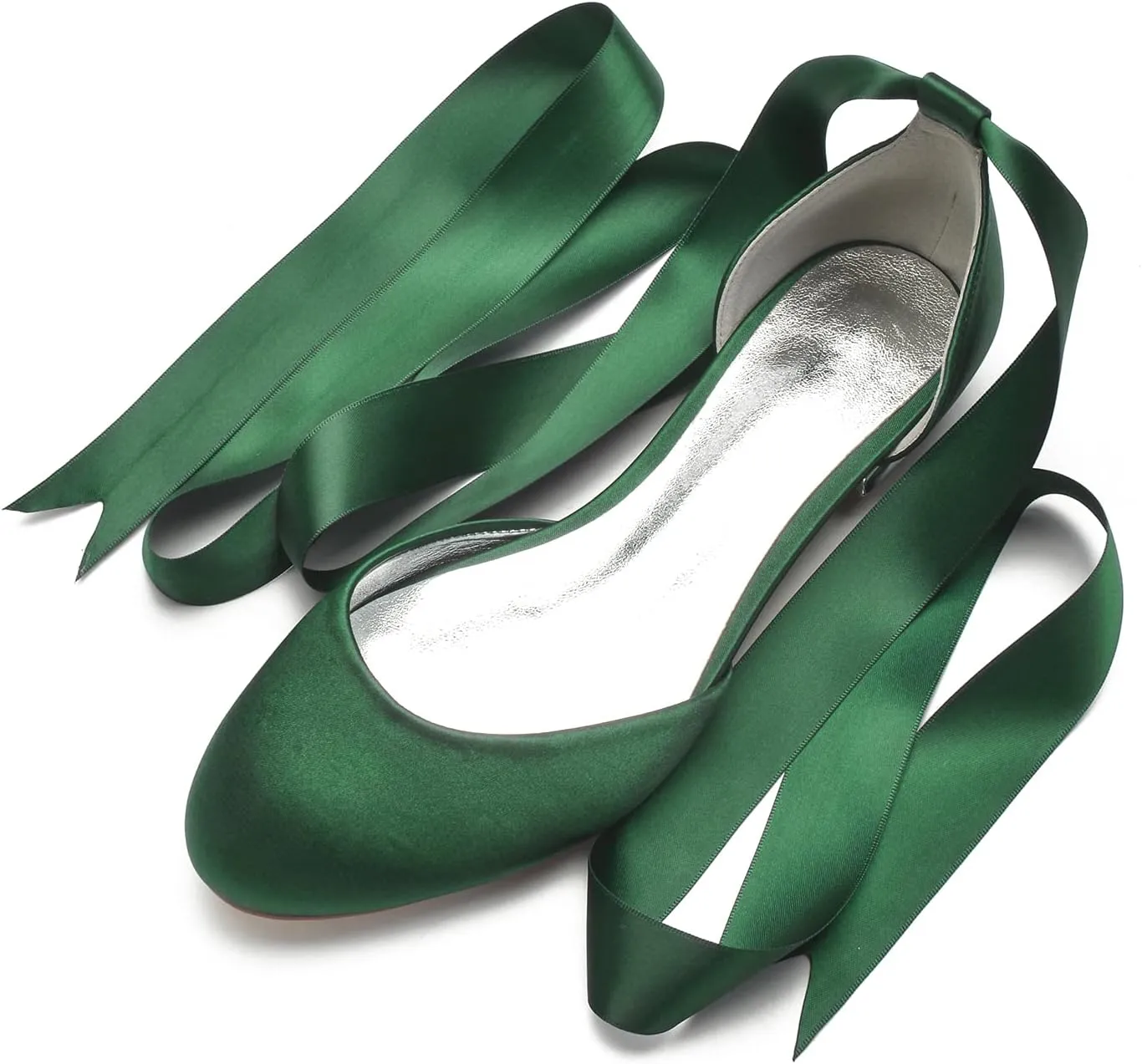 ADMLZQQ Ballet Flats Women Satin Comfortable Closed Toe Ribbon Tie Flats Shoes for Bride Round Toe Prom Evening Bridal Party Dress Flats