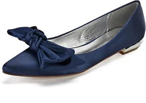 ADMLZQQ Wedding Shoes Flats for Bride Satin Closed Pointed Toe Women Dress Shoes for Special Occasions