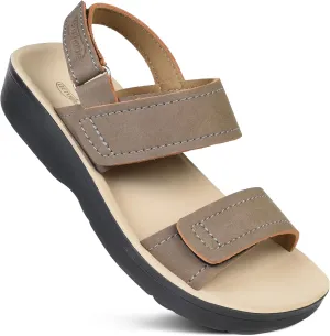 AEROTHOTIC Comfortable Sports Sandals for Women Athletic Outdoor Walking Hiking Cushioned Memory Foam Adjustable BackStrap Beach Sandals with Arch Support