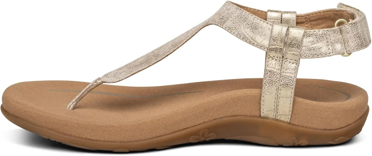 Aetrex Jane Casual Orthopedic Thong Sandals for Women - Adjustable Ankle Strap Memory Foam Womens Sandals with Arch Support