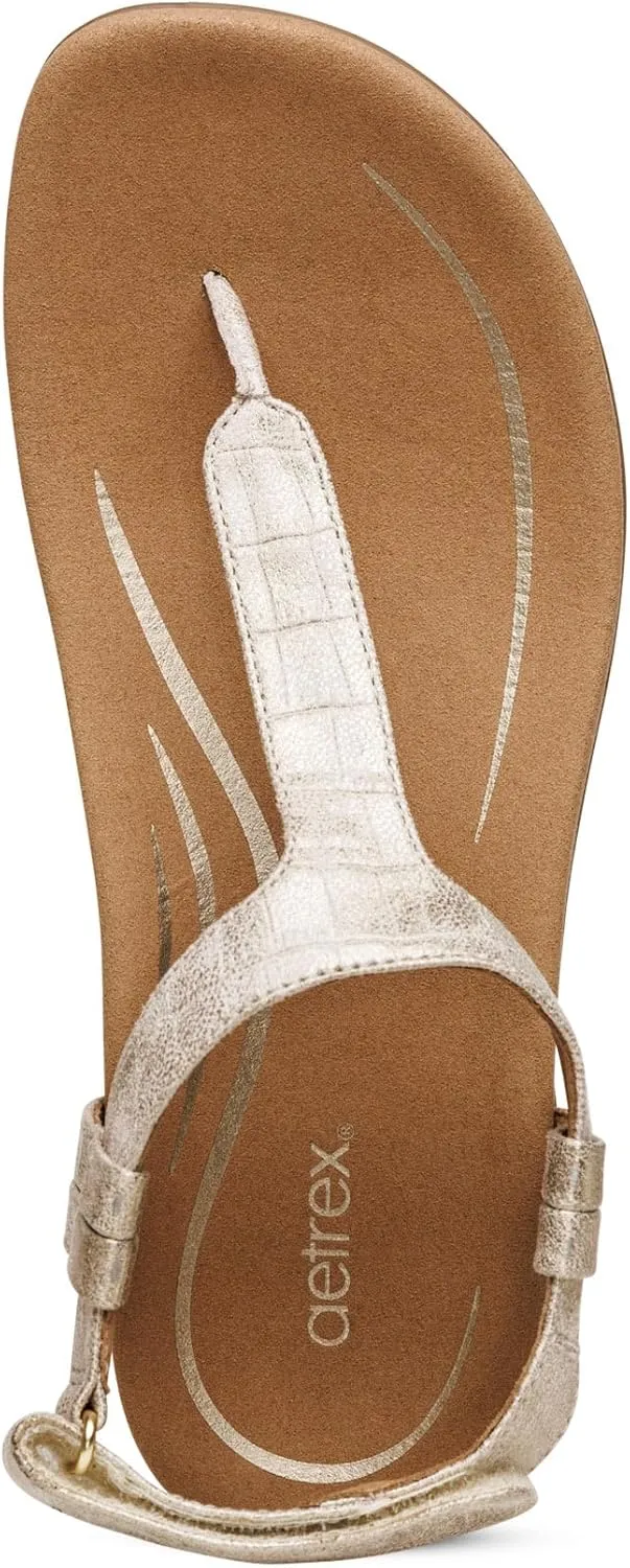 Aetrex Jane Casual Orthopedic Thong Sandals for Women - Adjustable Ankle Strap Memory Foam Womens Sandals with Arch Support