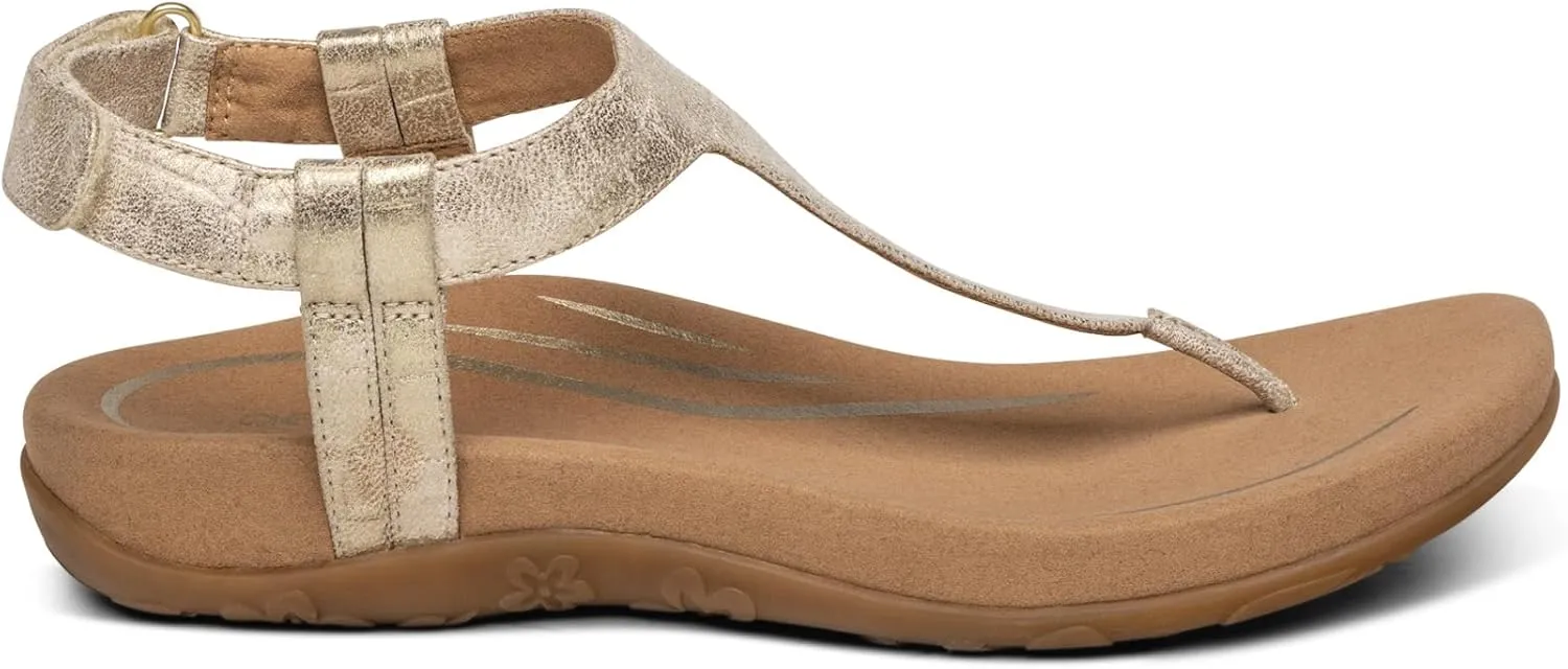 Aetrex Jane Casual Orthopedic Thong Sandals for Women - Adjustable Ankle Strap Memory Foam Womens Sandals with Arch Support