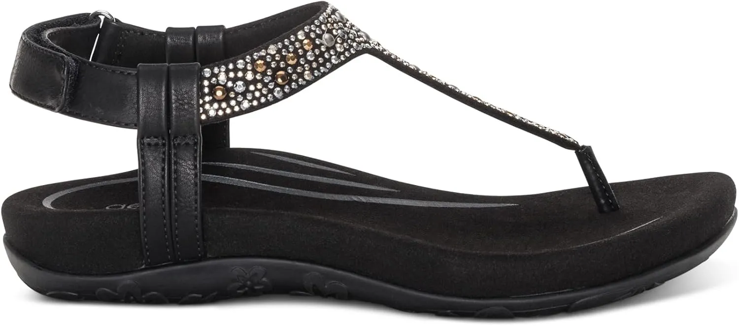 Aetrex Women's Marni Orthopedic Adjustable Slingback Thong Sandals - Arch Support T-Strap Sandals