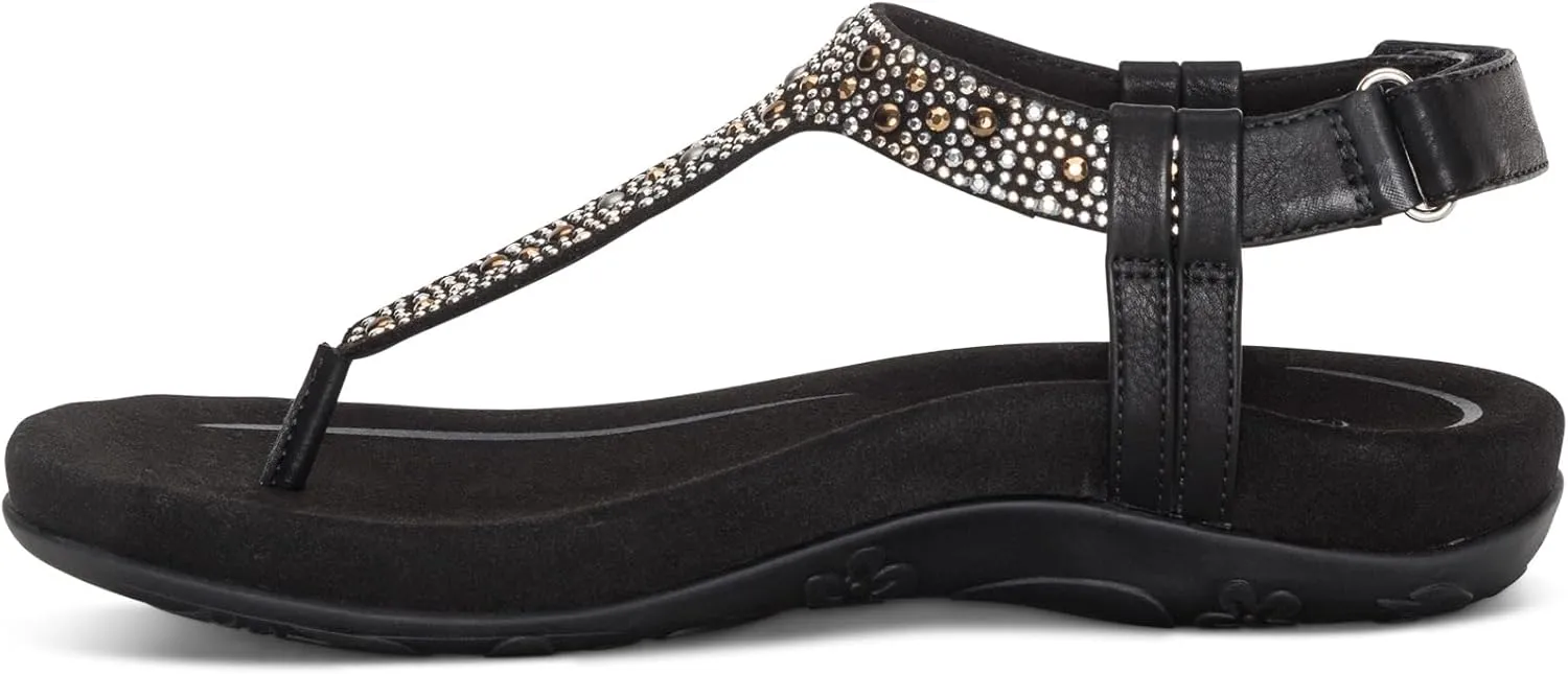 Aetrex Women's Marni Orthopedic Adjustable Slingback Thong Sandals - Arch Support T-Strap Sandals