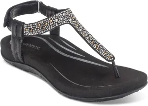Aetrex Women's Marni Orthopedic Adjustable Slingback Thong Sandals - Arch Support T-Strap Sandals