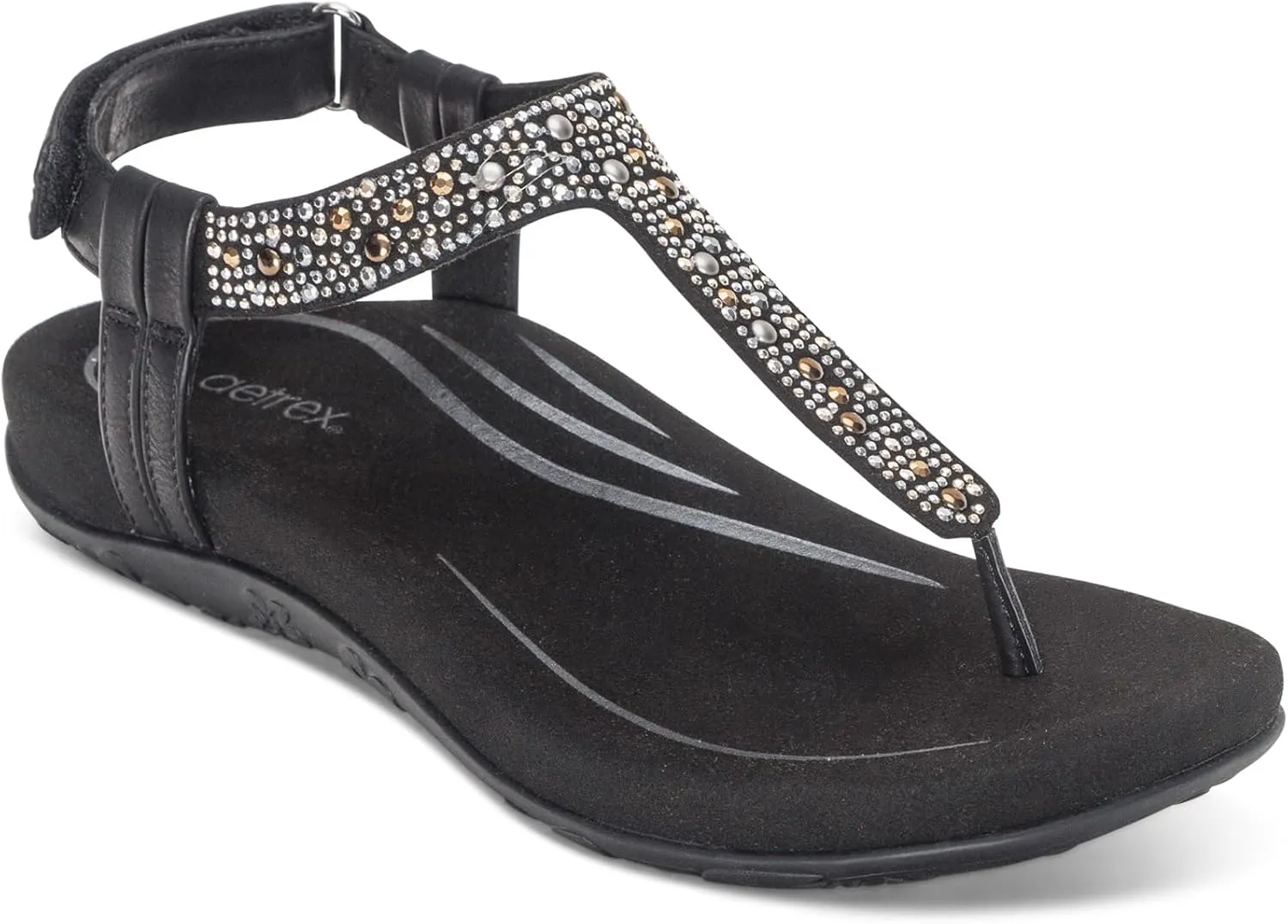 Aetrex Women's Marni Orthopedic Adjustable Slingback Thong Sandals - Arch Support T-Strap Sandals