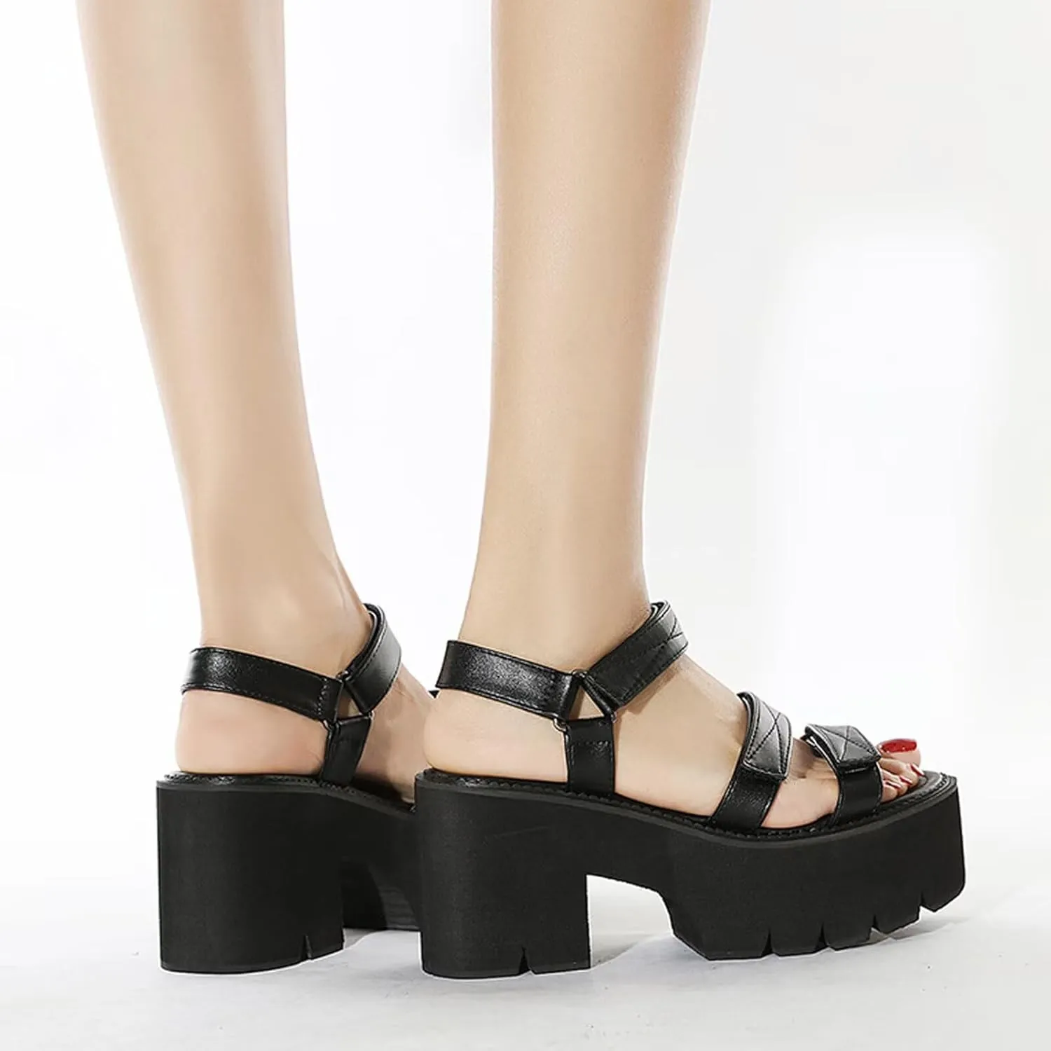 Agodor Women's Strappy Chunky Heeled Roman Gladiator Sandals High Heels Gothic Platform Open Toe Caged Shoes