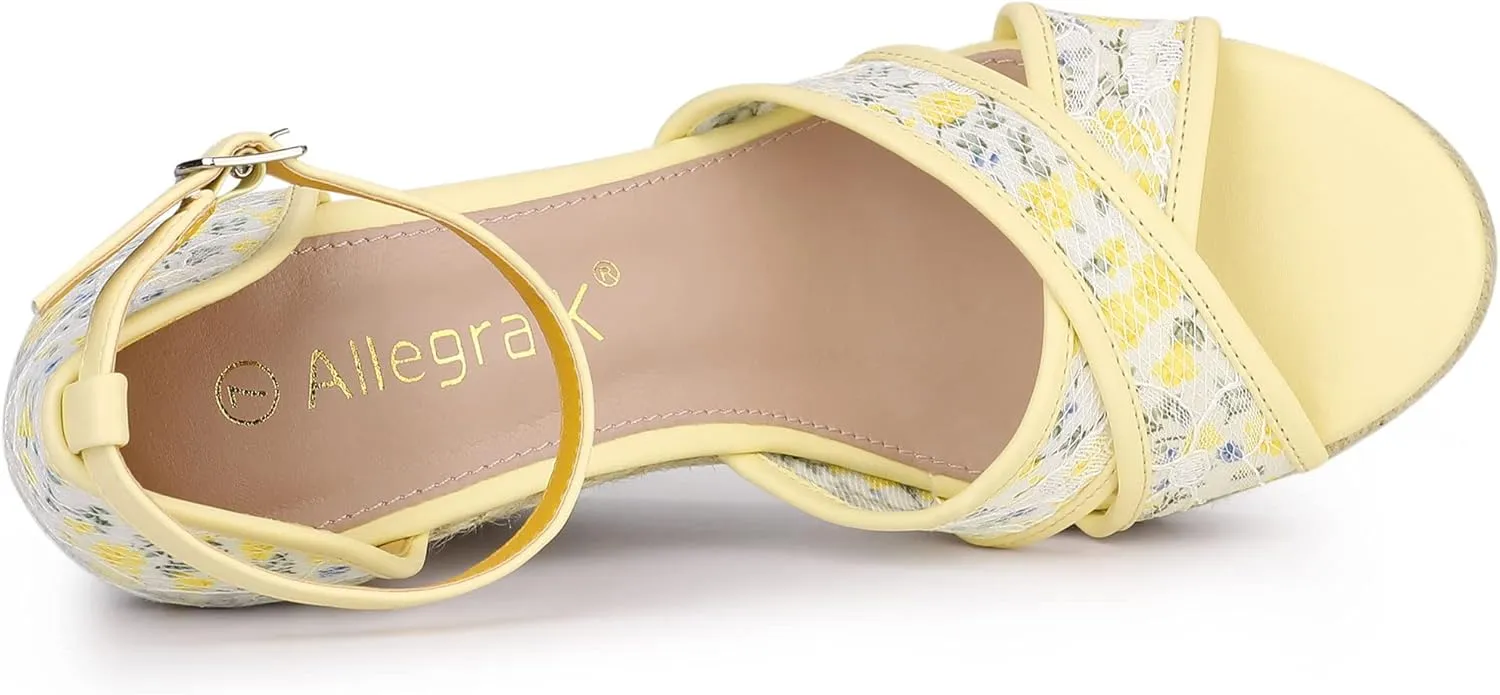 Allegra K Women's Espadrilles Lace Wedges Wedge Sandals