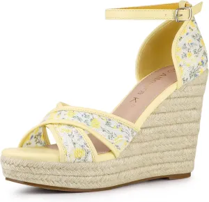 Allegra K Women's Espadrilles Lace Wedges Wedge Sandals