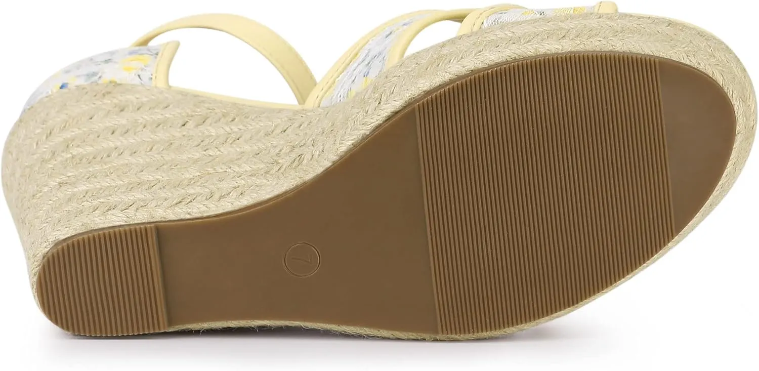 Allegra K Women's Espadrilles Lace Wedges Wedge Sandals