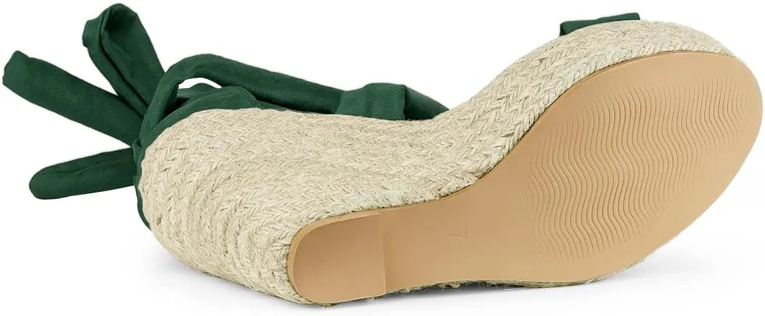 Allegra K Women's Espadrilles Platform Sandals Lace Up Open Toe Wedges Heels