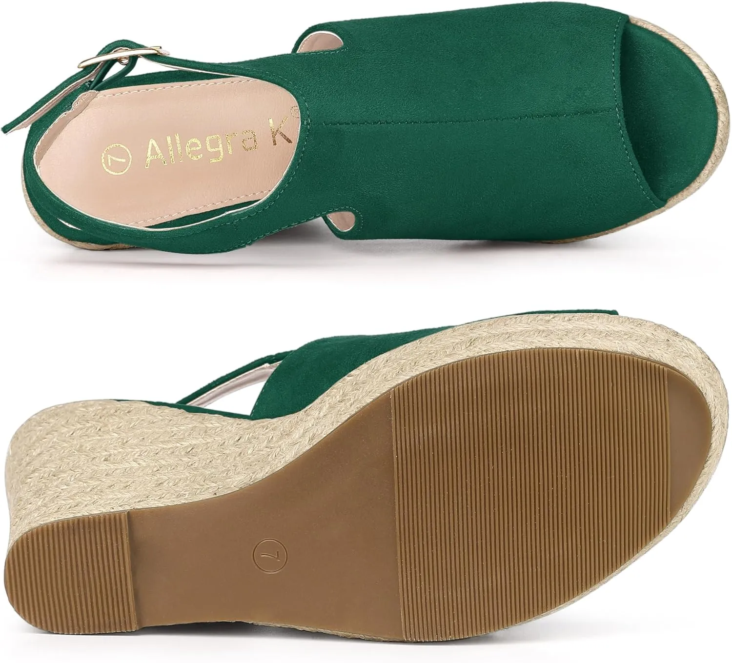 Allegra K Women's Peep Toe Slingback Platform Espadrilles Wedge Sandals