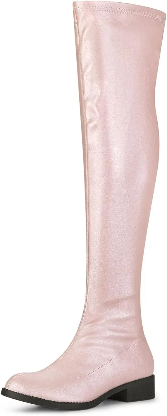 Allegra K Women's Thigh High Boots Low Block Heel Fashion Over the Knee High Boots