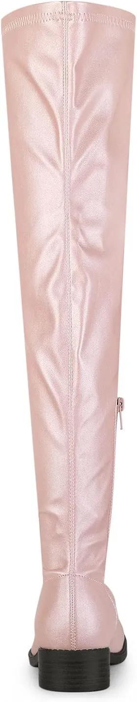 Allegra K Women's Thigh High Boots Low Block Heel Fashion Over the Knee High Boots