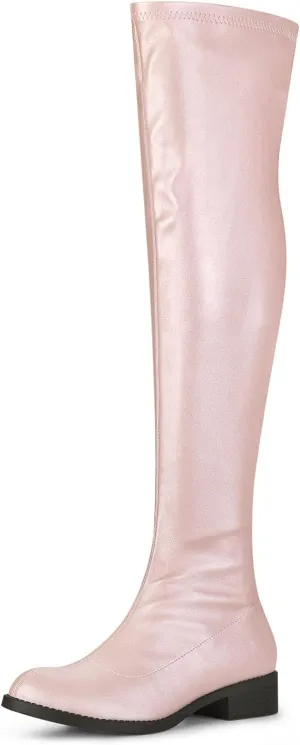 Allegra K Women's Thigh High Boots Low Block Heel Fashion Over the Knee High Boots