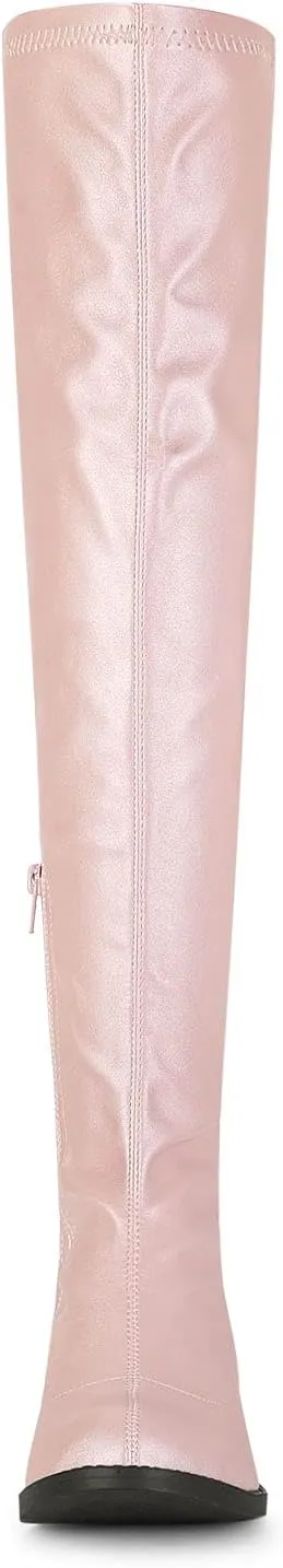 Allegra K Women's Thigh High Boots Low Block Heel Fashion Over the Knee High Boots