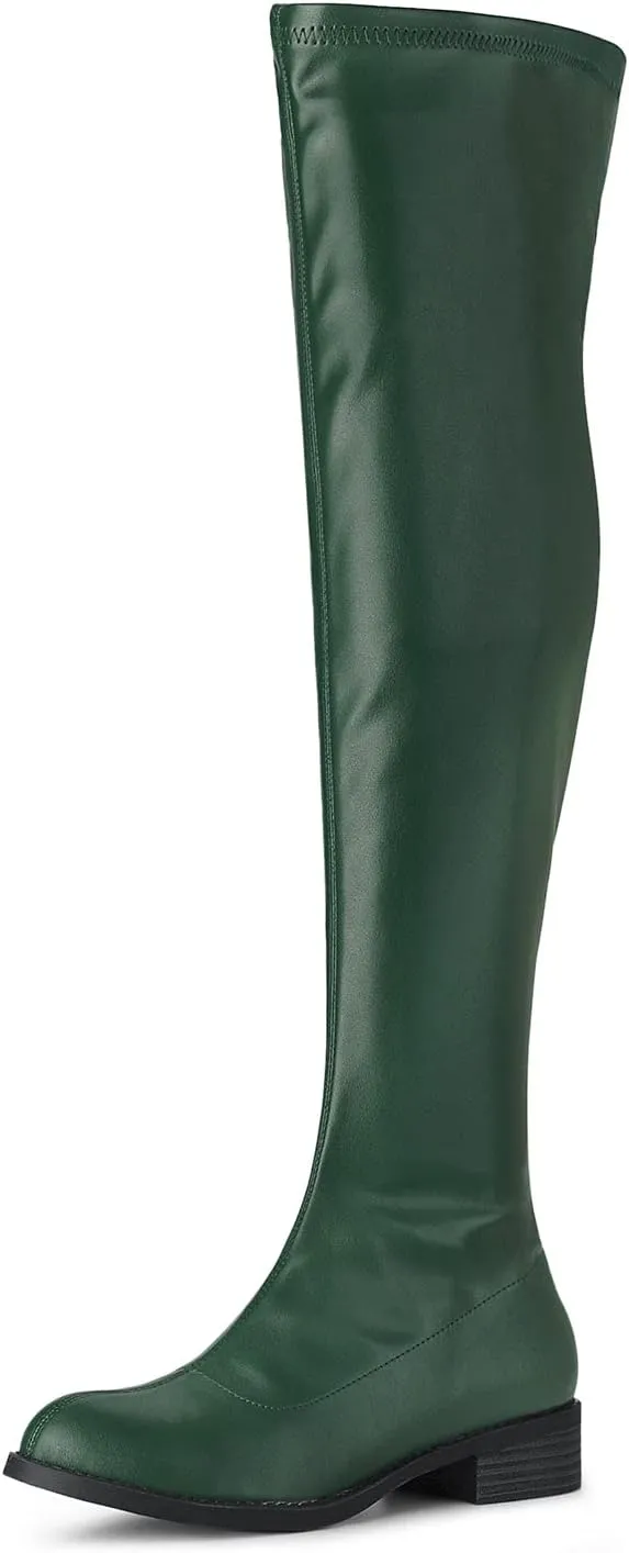 Allegra K Women's Thigh High Boots Low Block Heel Fashion Over the Knee High Boots