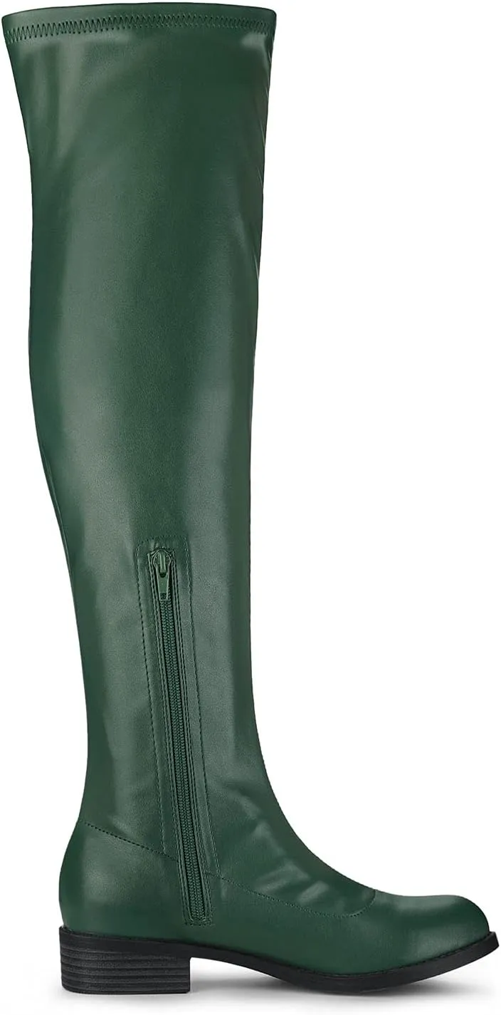 Allegra K Women's Thigh High Boots Low Block Heel Fashion Over the Knee High Boots