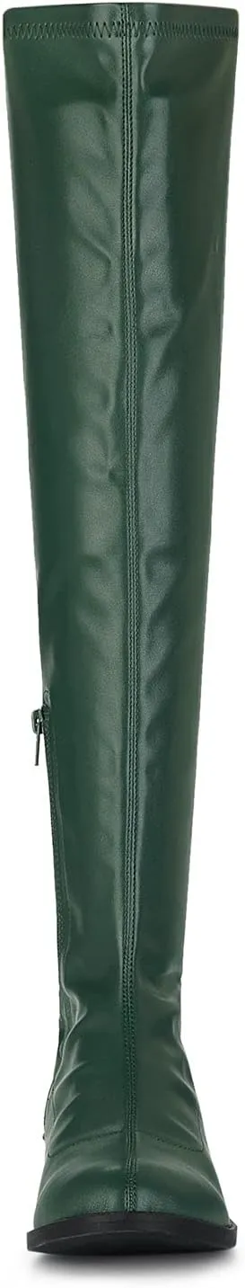 Allegra K Women's Thigh High Boots Low Block Heel Fashion Over the Knee High Boots