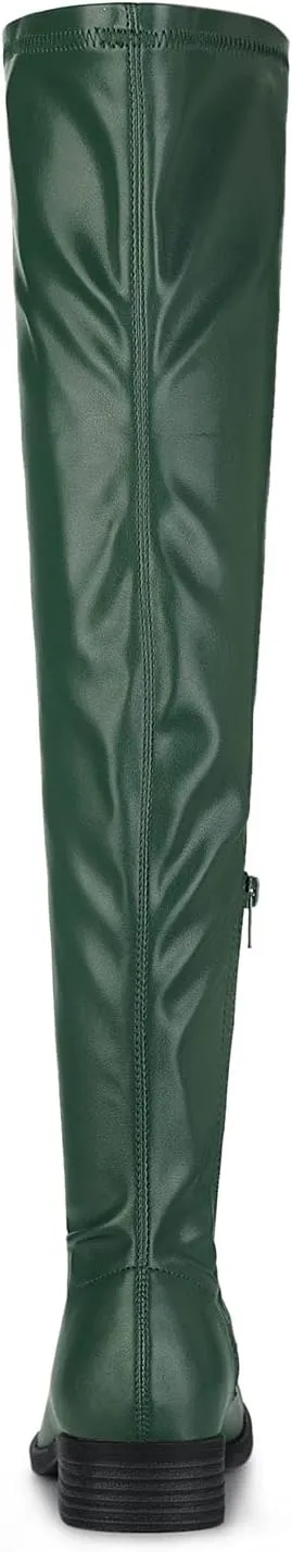 Allegra K Women's Thigh High Boots Low Block Heel Fashion Over the Knee High Boots