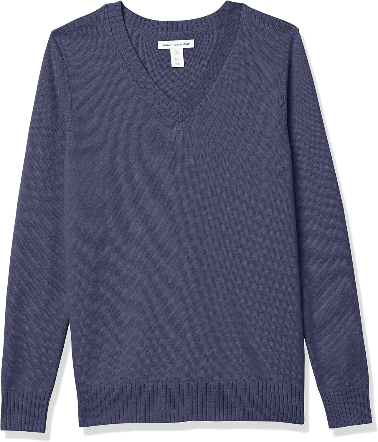 Amazon Essentials Women's 100% Cotton Long-Sleeve V-Neck Sweater
