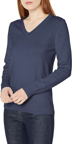 Amazon Essentials Women's 100% Cotton Long-Sleeve V-Neck Sweater