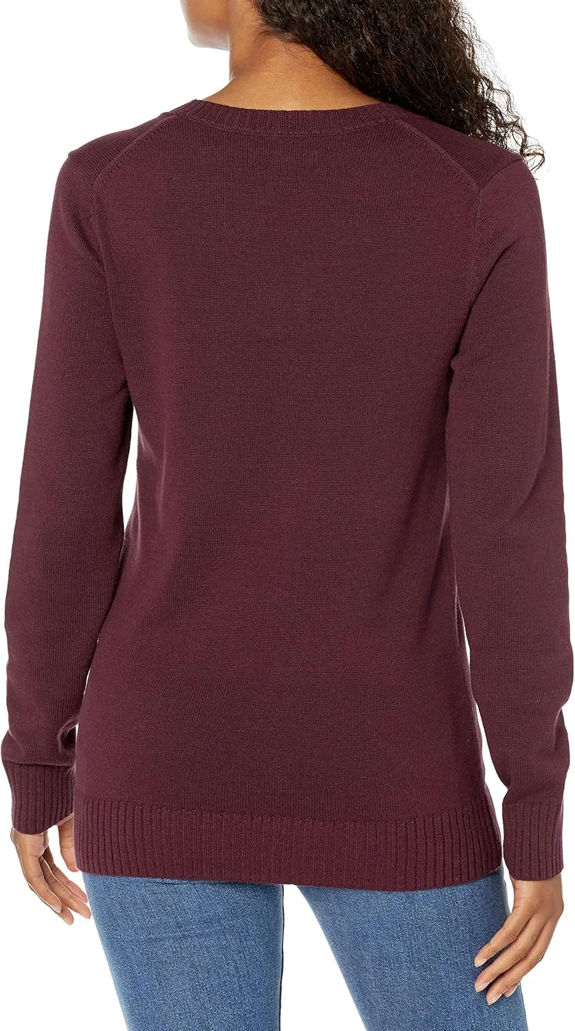 Amazon Essentials Women's 100% Cotton Long-Sleeve V-Neck Sweater