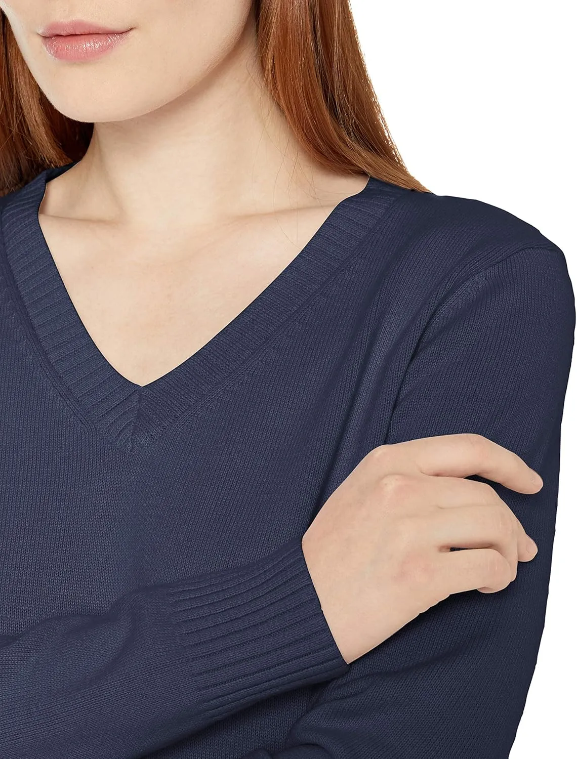 Amazon Essentials Women's 100% Cotton Long-Sleeve V-Neck Sweater