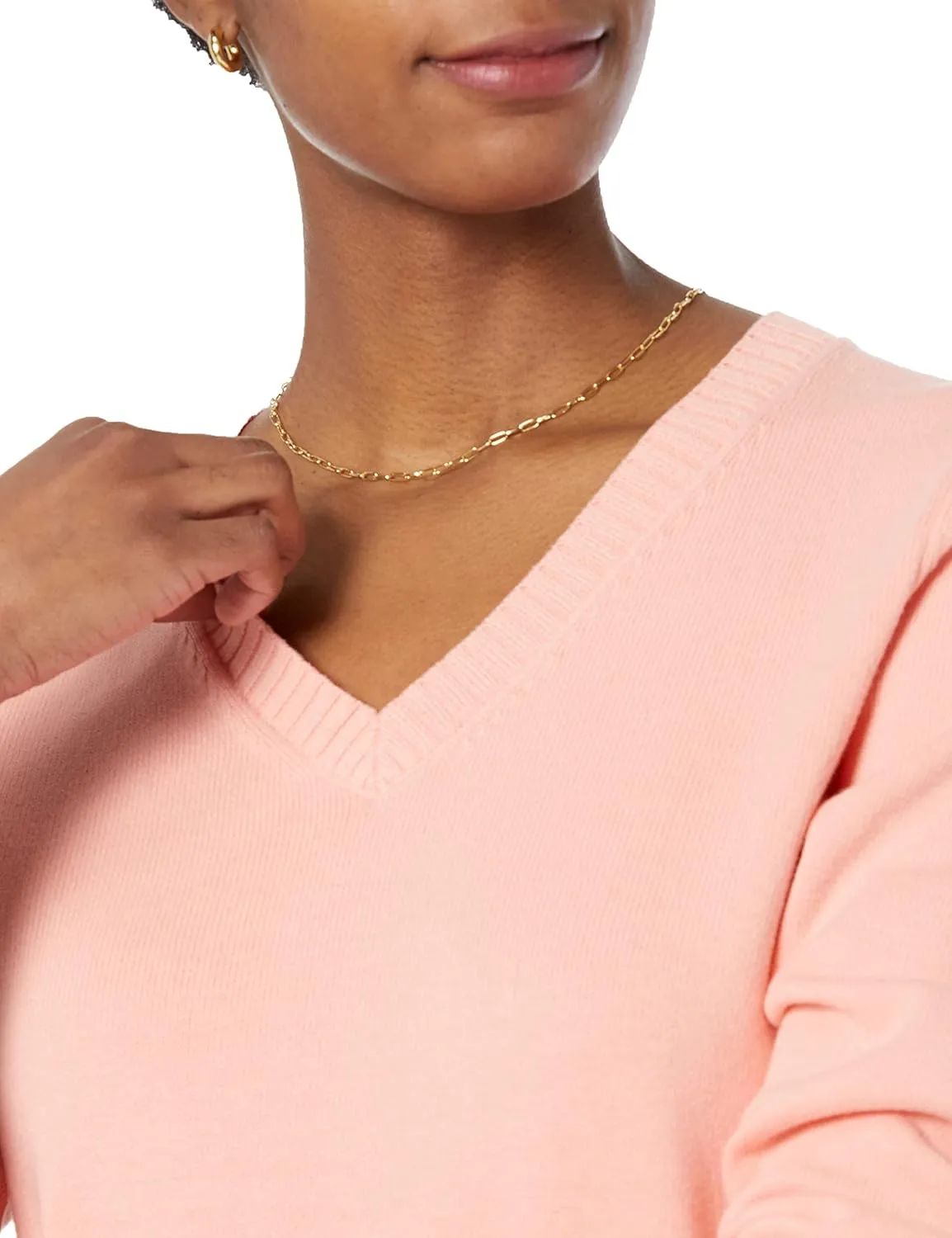 Amazon Essentials Women's 100% Cotton Long-Sleeve V-Neck Sweater