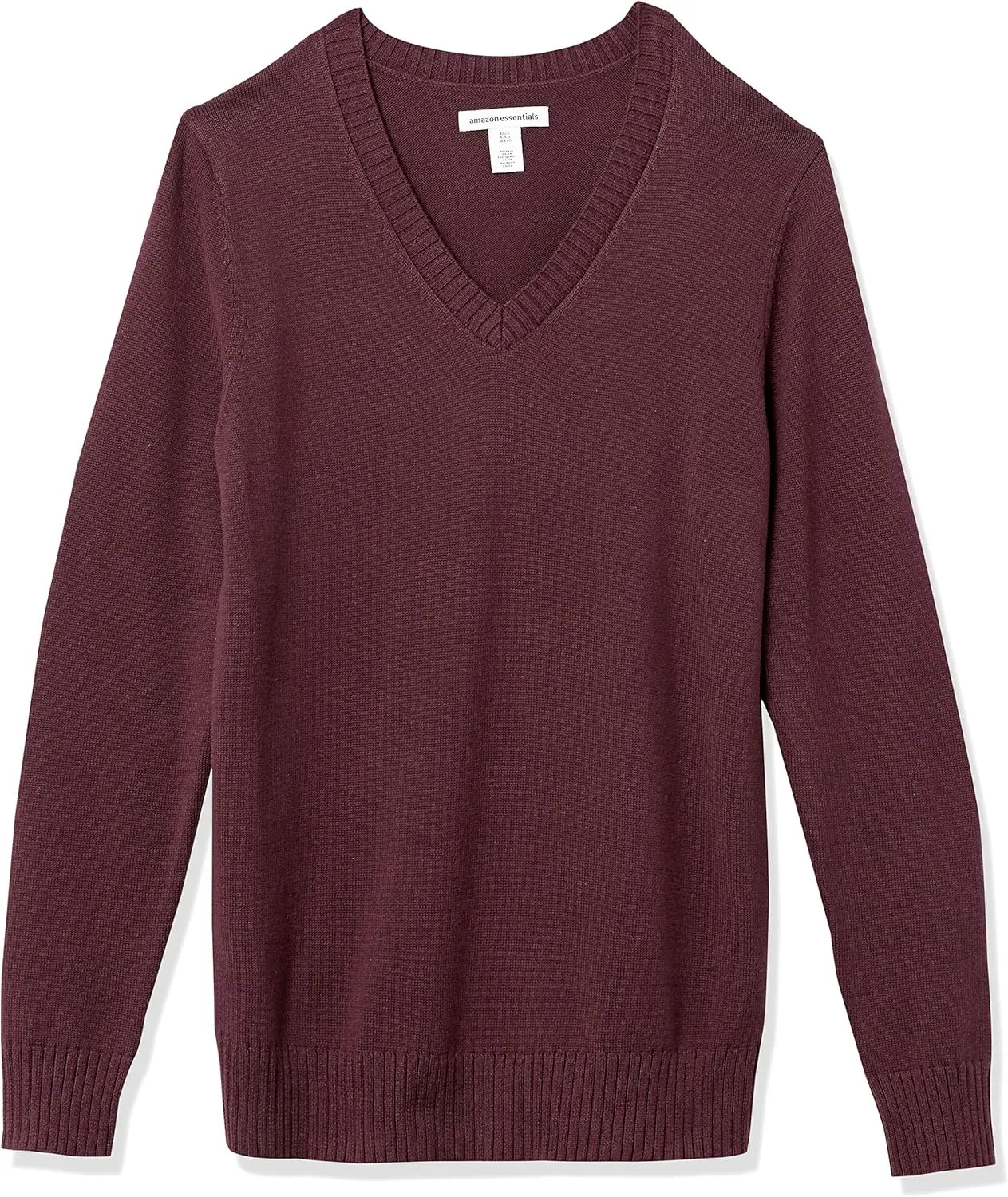 Amazon Essentials Women's 100% Cotton Long-Sleeve V-Neck Sweater