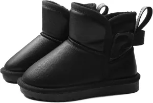 Apawwa Girls and Boys Boots Fur Lined Slip-On Warm Girls Snow Boots Waterproof Kids Winter Boots Stylish Kids Walking Boots（Size 5.5 Toddler to Size 3 Big Kid）