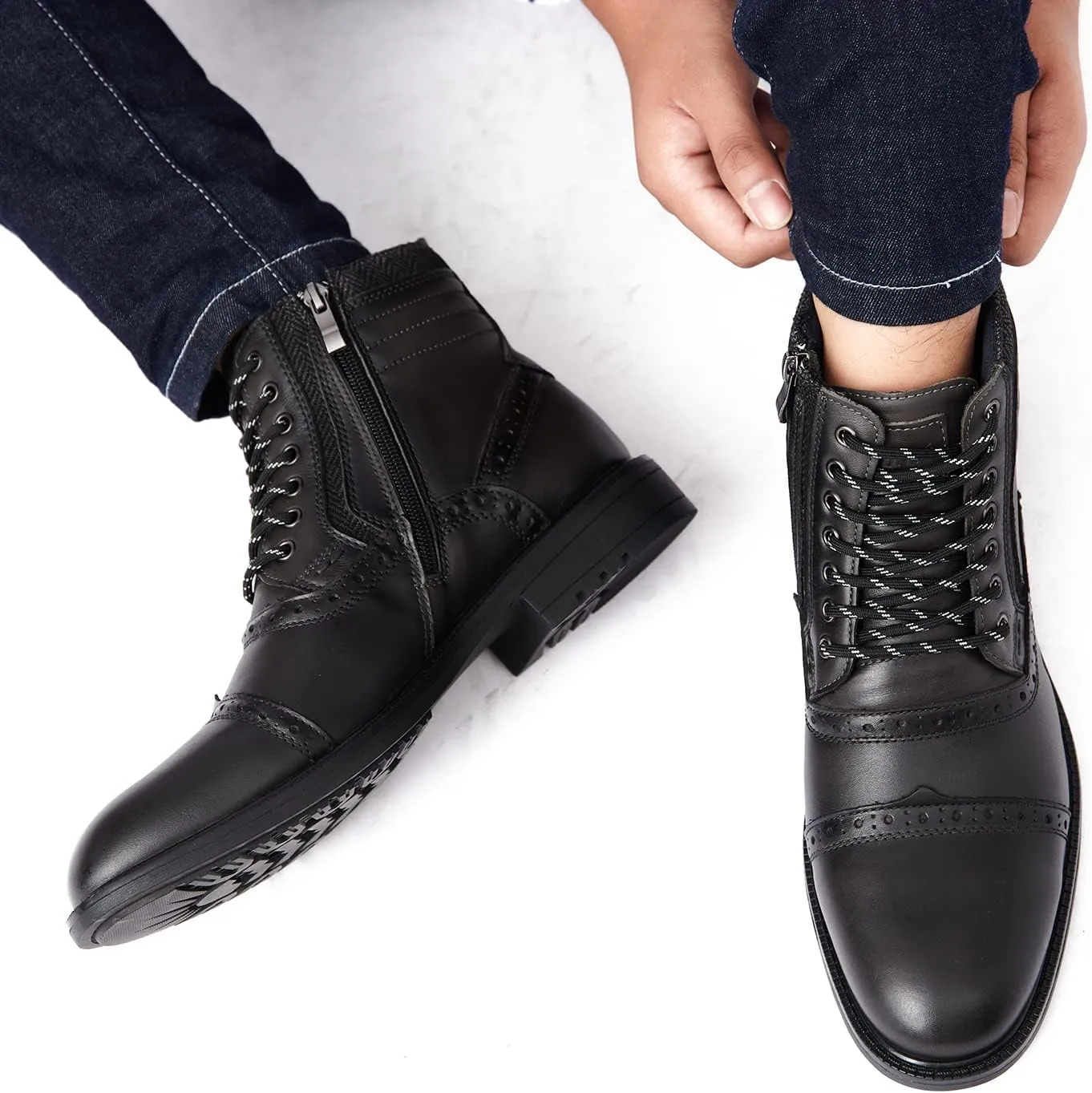 Arkbird Mens Chelsea Boots, Stylish and Comfort Leather Chukka Ankle Boots with Zipper