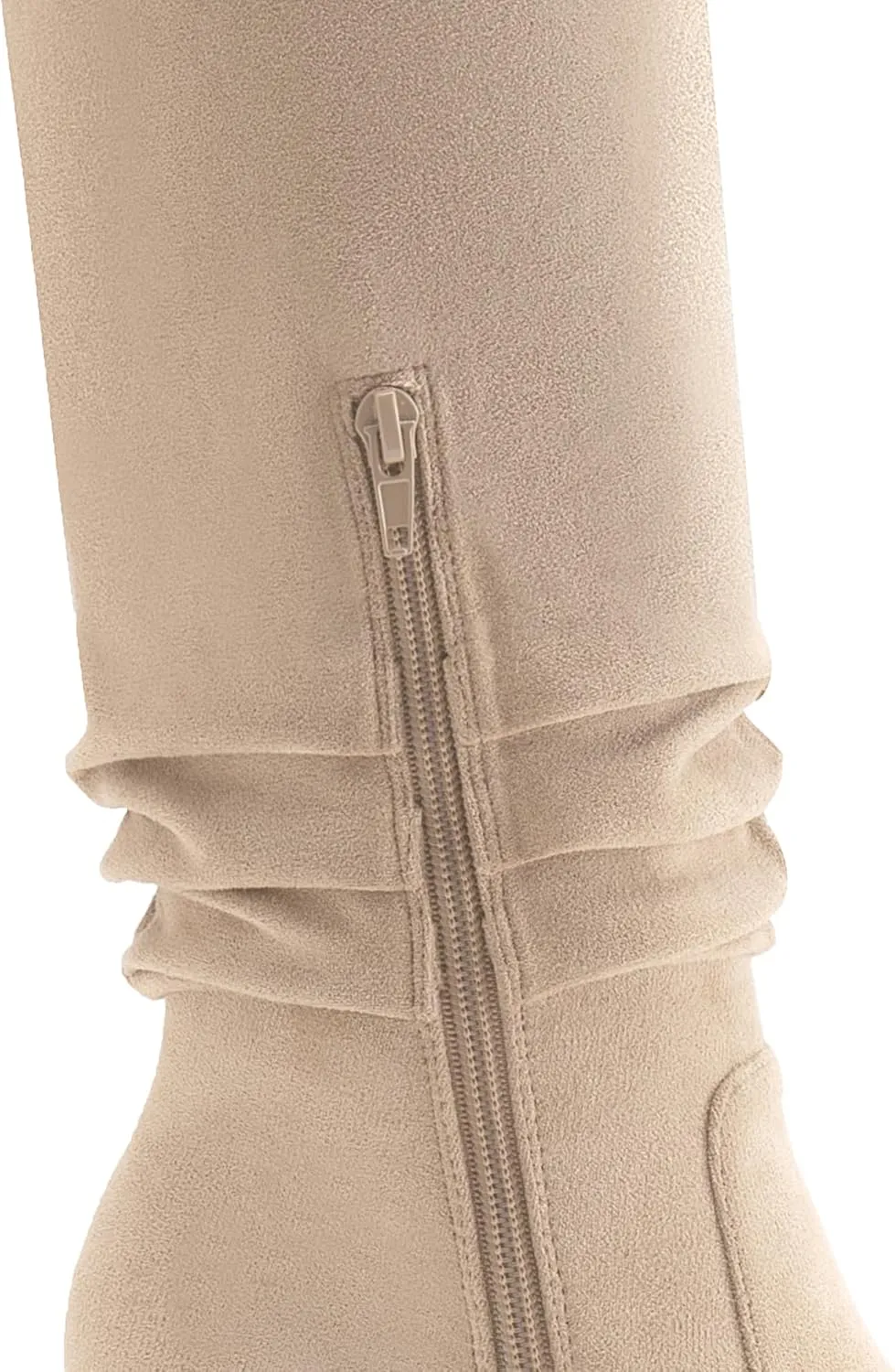 Athlefit Womens Knee High Chunky Heel Boots Faux Suede Pointed Toe Side Zipper Boots