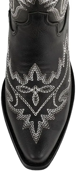 Atuelang Cowboy Boots for Women Knee High Cowgirl Boots Wide Calf Western Embroidered Lace Up Fashion Boot