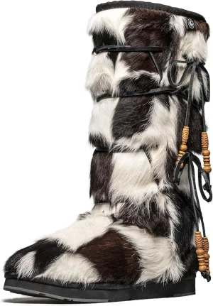 AU&MU Aumu Womens Comfort Suede Fur Shearling Stylish Knee High Winter Snow Boots Women Sheepskin