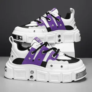 Avant-Garde Chunky Sneakers: Punk-Inspired Metal Stud Accents Fashion Statement erfect for Skateboarding, Parties & Everyday Wear
