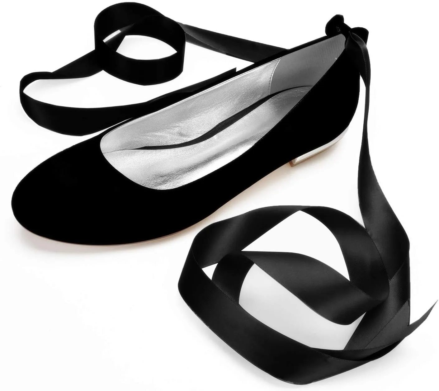 Ballerina Flats Shoes for Women Summer Bride Lace Tie Up Formal Wedding Party Dress Shoes