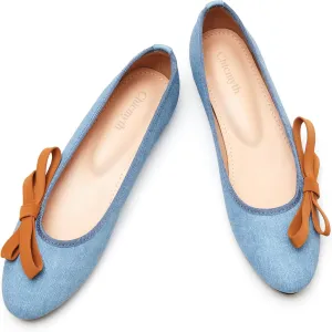 Ballet Flats for Women;Round Toe Mary Jane;Soft Leather Geometric Patterns Dressy Flats;Bowknot Slip on Women Shoes