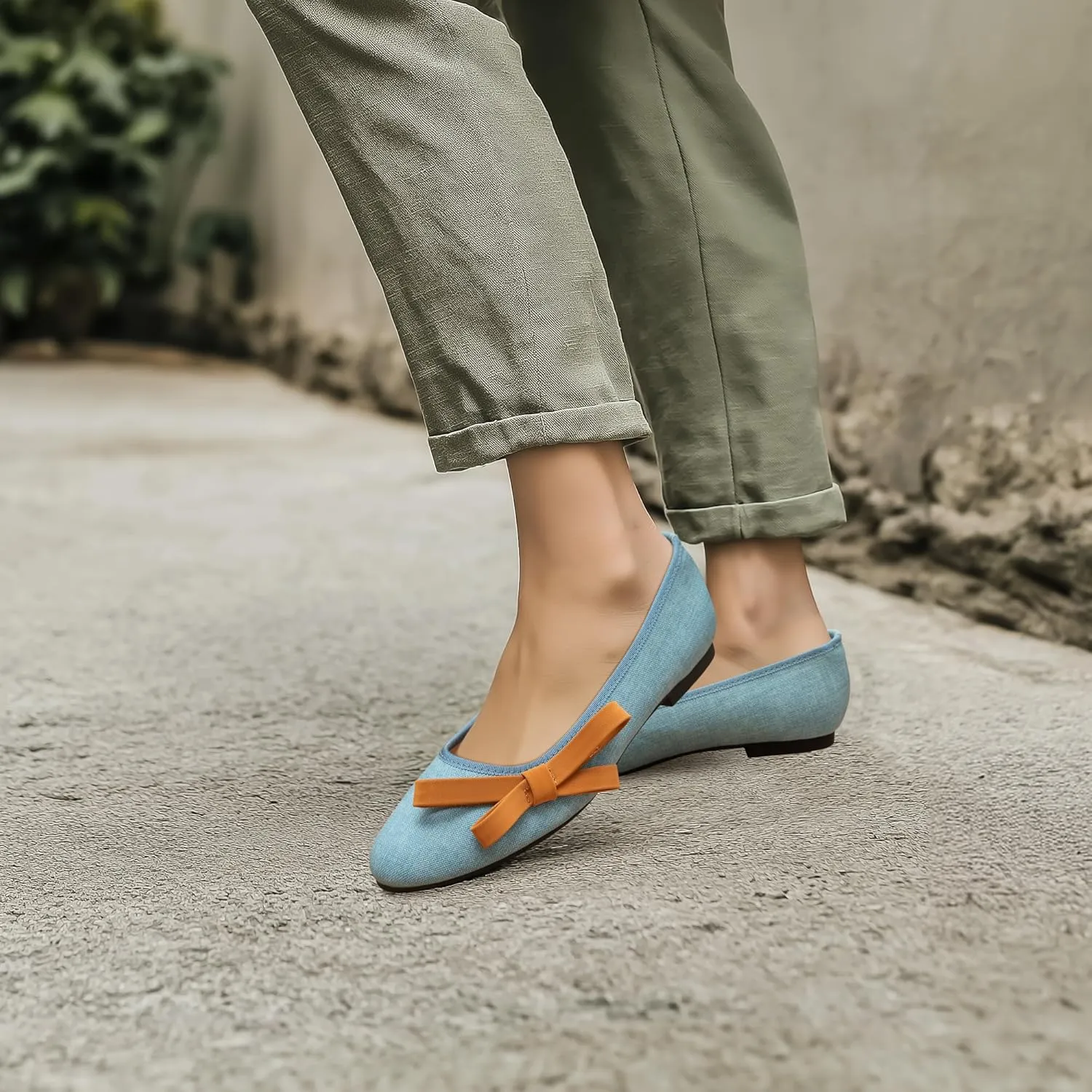 Ballet Flats for Women;Round Toe Mary Jane;Soft Leather Geometric Patterns Dressy Flats;Bowknot Slip on Women Shoes