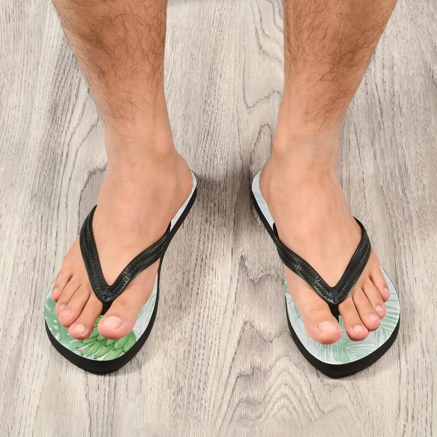 Banana Monstera Green Flip Flops Beach Shower Thong Sandals Rubber Non Slip Summer Slippers Shoes for Women Men Walking
