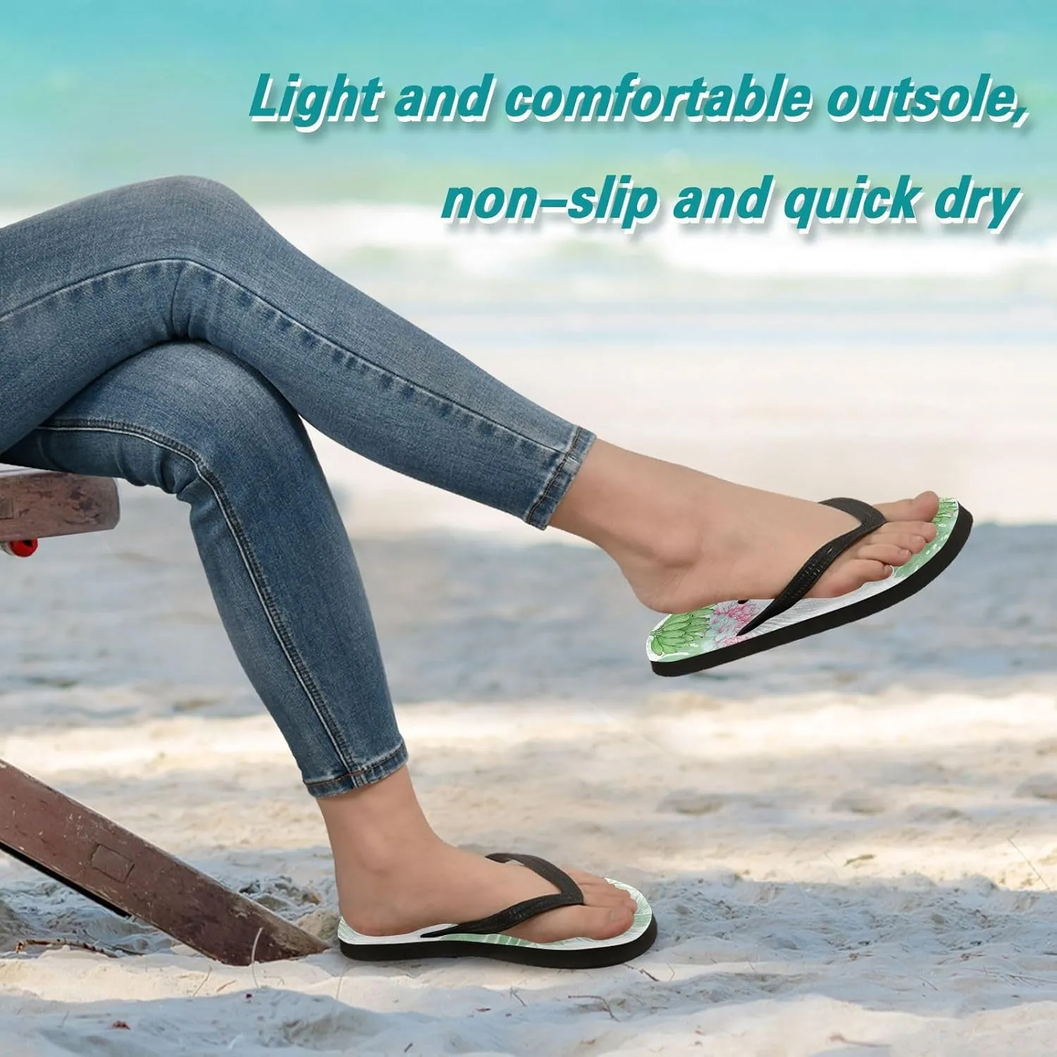 Banana Monstera Green Flip Flops Beach Shower Thong Sandals Rubber Non Slip Summer Slippers Shoes for Women Men Walking