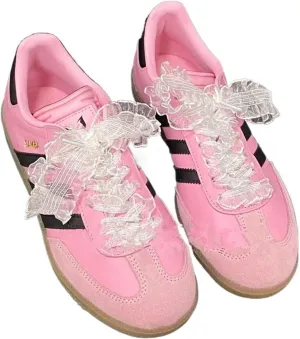 Beatiful Elasticity Organza Frills Shoelaces 80/120 cm Length Bowknot Sneaker Black Sport DE Training Shoes White Shoes Laces