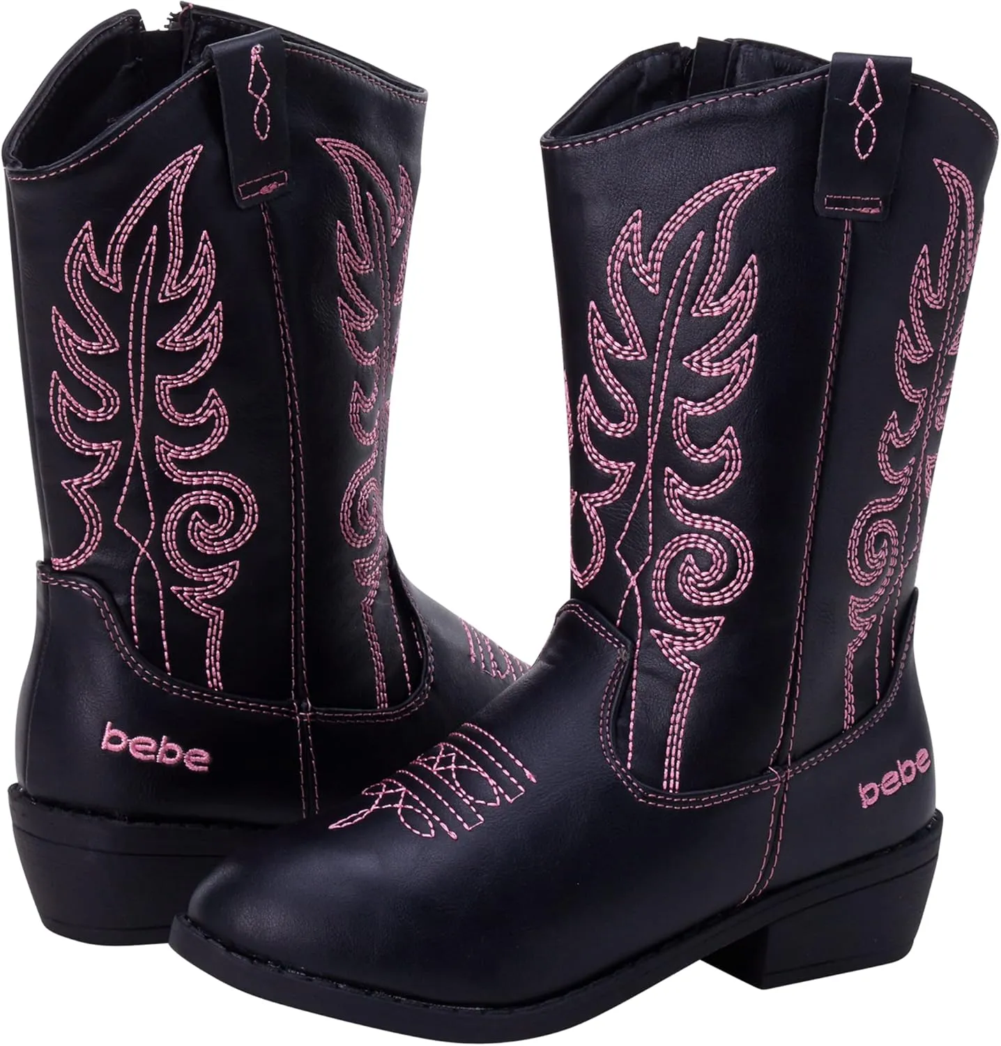 bebe Girls' Cowboy Boots - Classic Western Country Cowgirl Boots - Mid Calf Riding Shoes for Toddlers Little and Big Girls